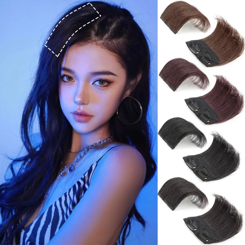 Women Clip In Hair Extension Lining of Natural Hair Top Side Cover Fluffy Seamless Hair Pads Hair Piece Synthetic Pads Invisible