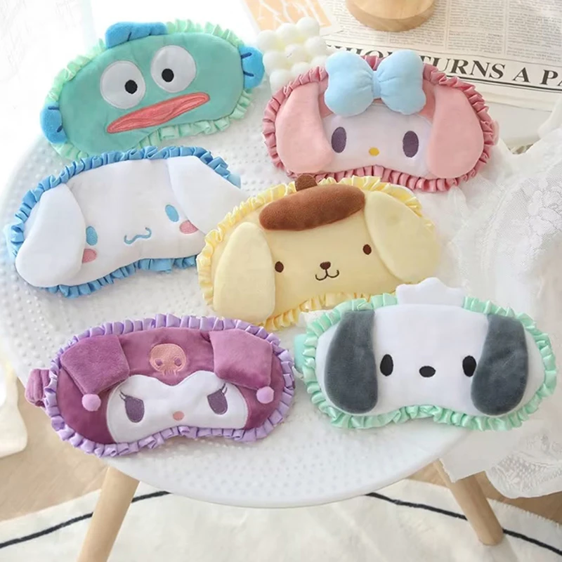 Sanrio Cartoon Flounce Eyeshade Japanese Style Eye Patch Kuromi My Melody Pochacco Cinnamoroll Sleeping Blindfold For Girl