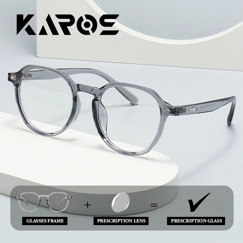 

KAROS Contemporary Round Prescription Glasses Large Frame Women Customizable Anti-Blue Light Photochromic Progressive