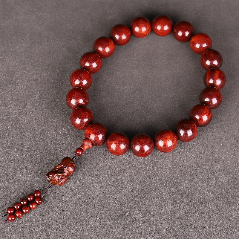 

Новые большие бусины Arhat 30 мм, высокая плотность, кровяное сандаловое дерево, 18 четки, ручные маленькие листья, красный сандал, ювелирные изделия ручной работы