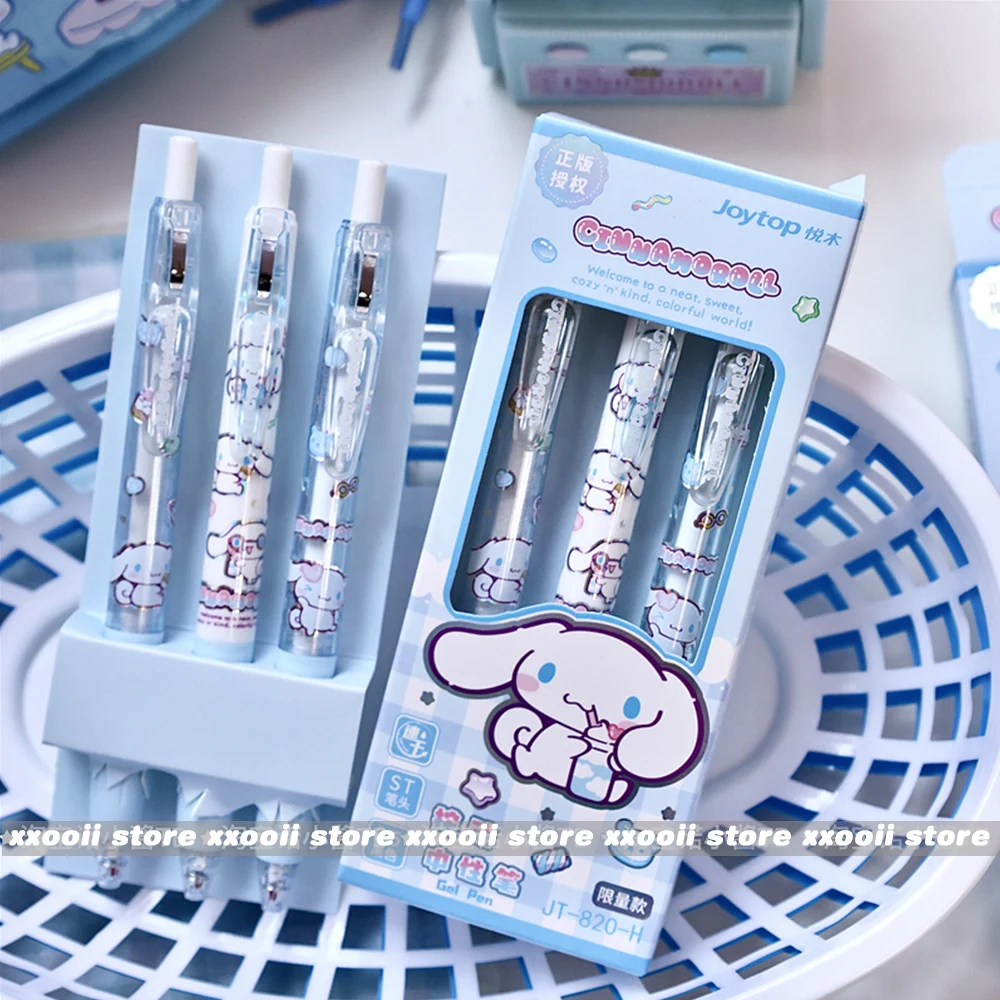 Genuine 3Pcs Kawaii Sanrio 0.5mm Gel Pens Cute Hello Kitty Cinnamoroll Kuromi Black Pen School Student Stationery Supplies Gifts image 4