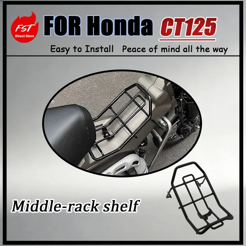 For Honda CT125 Center-Mounted Luggage Rack with Thick-Walled Pipe for Enhanced Load-Bearing Capacity Damage-Free Installation