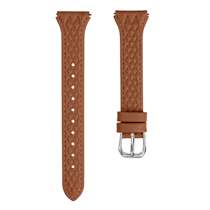 

For Motorola Moto 360 42mm (2nd gen) Genuine Cow Leather Wristband Rhombus Imprinted Watch Strap - Brown
