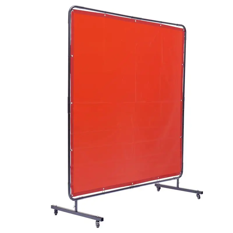 

Welding Protection Shield 6' x 6' For Workshop Industrial Site, Flame-Resistant Vinyl Movable Frame 4 Swivel Casters 2 Locking Wheels Red