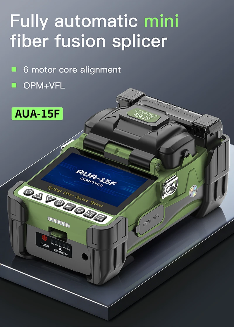 AUA-15F/L-70C Mini Fiber Optic Fusion Splicer Touch Screen 6 Motors SM/MM Optica