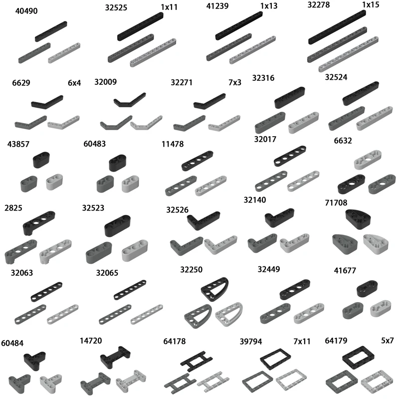 Technical Part Thick Hole Arm Liftarm Beam Building Blocks DIY Assembles Particles MOC Parts Toys 32278 41239 40490 32525 64178