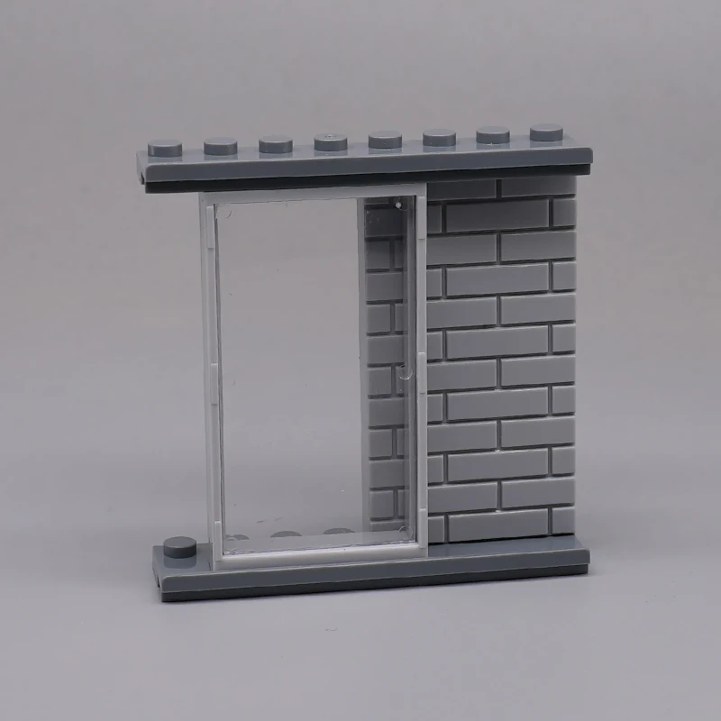 Sliding Door Window Set With Rail Transparent Glass Building Blocks Brick MOC Parts DIY Toys For Creative House Store Villa