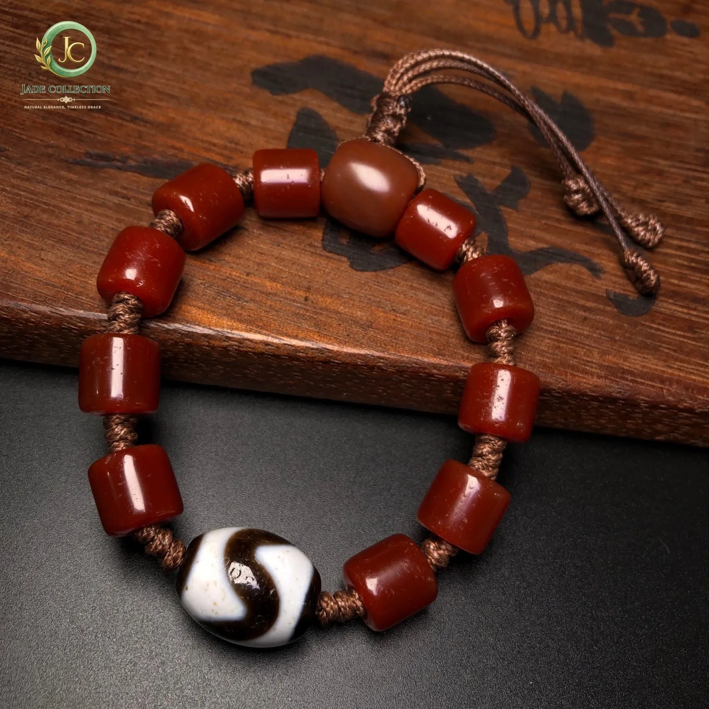 Rare Tibetan Buddhism Agate Beads&Tiger Tooth Dzi Beads Amulet Bracelet G1034