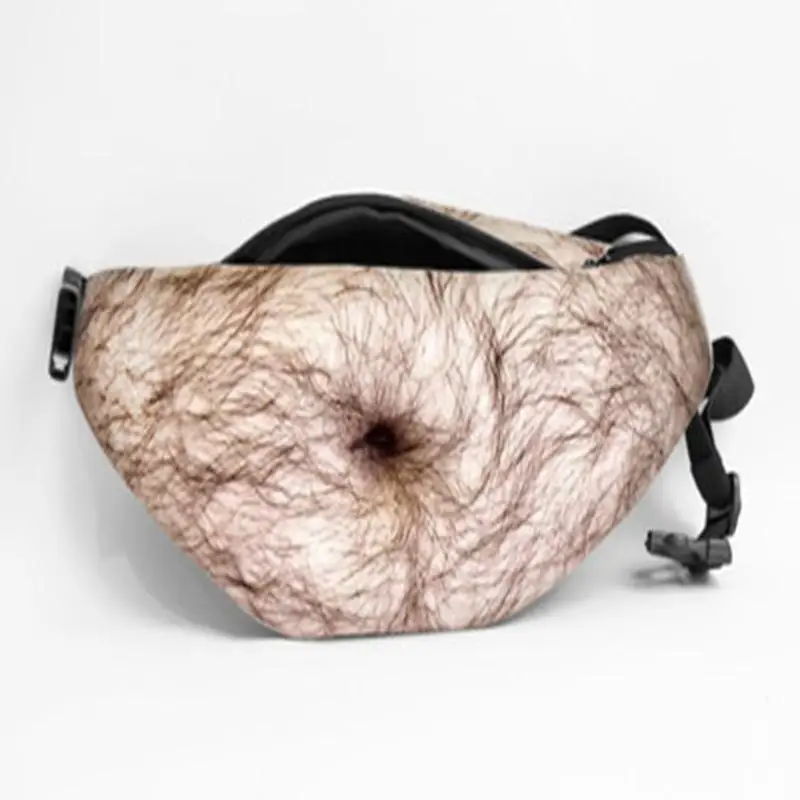 Trendy Flesh Color Creative Pack Beer Fat Belly Bum Pouch Waist Bag Funny Money Belt Bag Travel Shoulder Bags