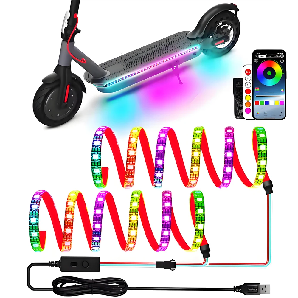 

Светодиодная лента, фонарик RGB, лампа для электрического скутера Xiaomi M365 Pro 1S, для скейтборда Ninebot, модель с длинной вспышки