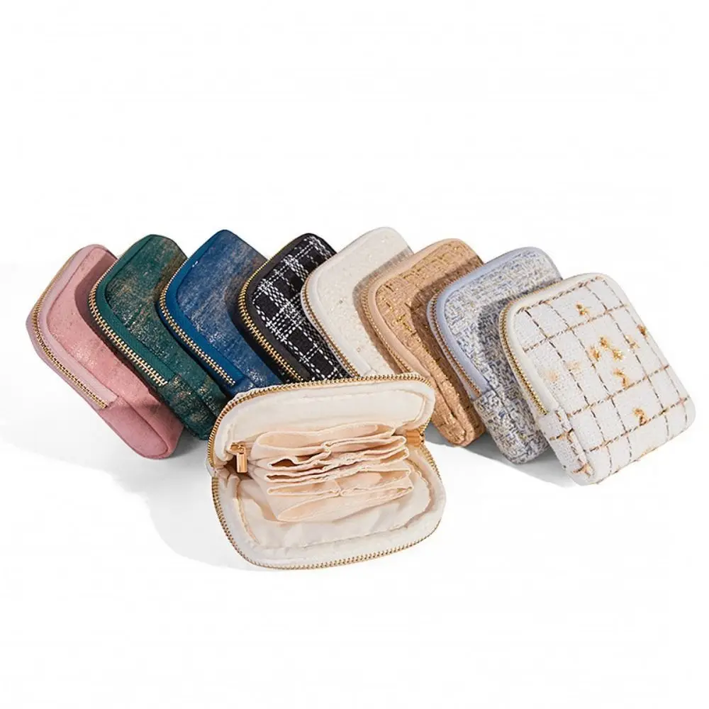 

Multi-Layer Jewelry Display Bag Soft Elegant Plate Jewelry Organizer Rings Organizer Portable Necklaces Storage Pouch