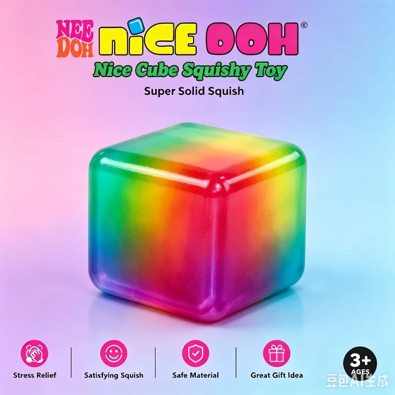 Nee Doh Nice Cube Entspannungsbox Regenbogen-Jelly Squeeze Pinch Musik Hyperaktivitätsstörung Autismus Sensorisches Entspannungsgeschenk – Detail 4