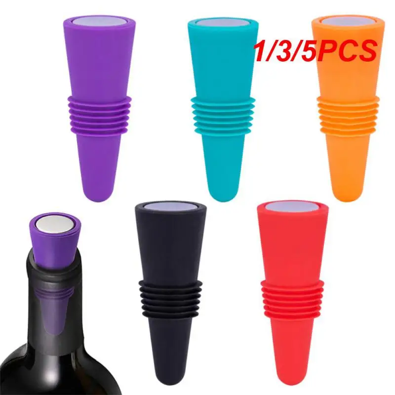 1/3/5PCS Silicone Wine Bottle Stopper Beer Stopper Cork Sparkling Leak Proof Champagne Bottle Sealer Stoppers Wine Bar