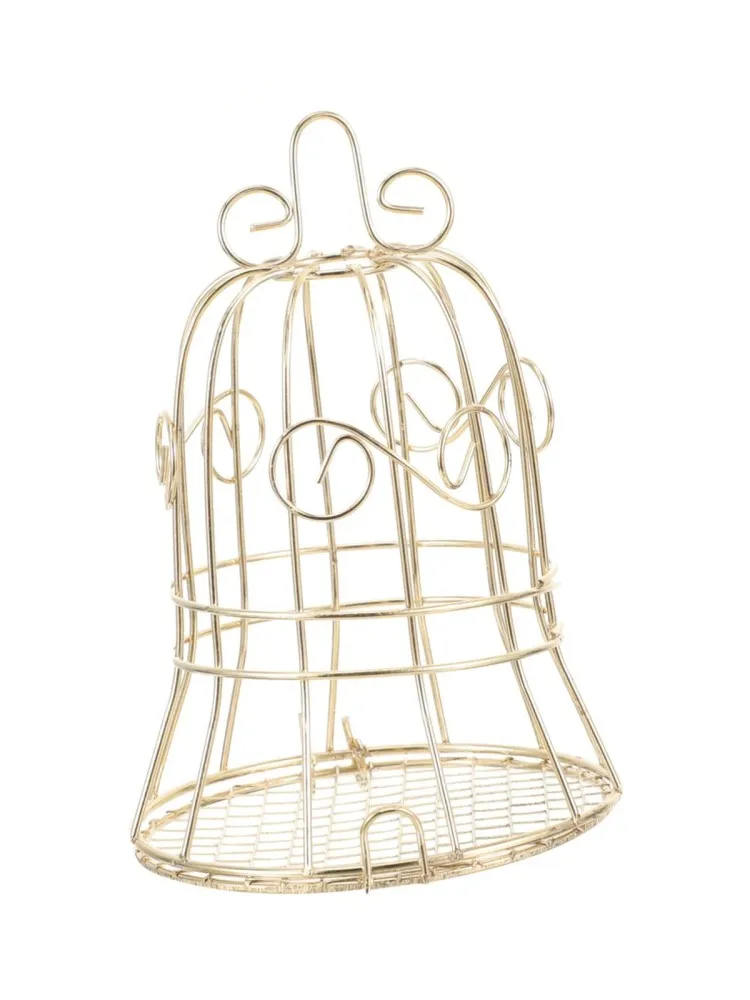 Mangeoires pour oiseaux en forme de boule de graisse, suspendues en métal doré, mangeoire pour oiseaux sauvages, support pour pain en cage, petite capacité, décorations pour la maison