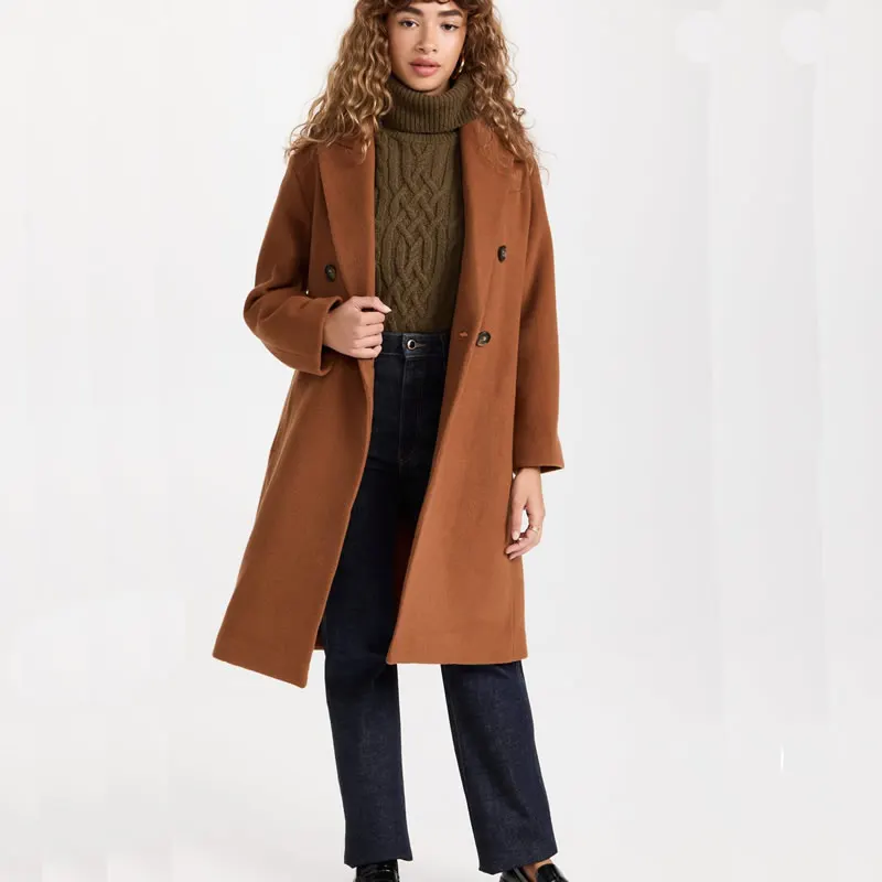 

Women's Slim Double Breasted Woolen Coat, Winter Fashion, New, 2022