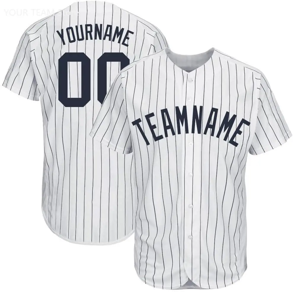 Custom Baseball Jersey, Embroidered Personalized Team Name Number Logo, Theme Pinstripe Sports Uniform for Men Women Youth