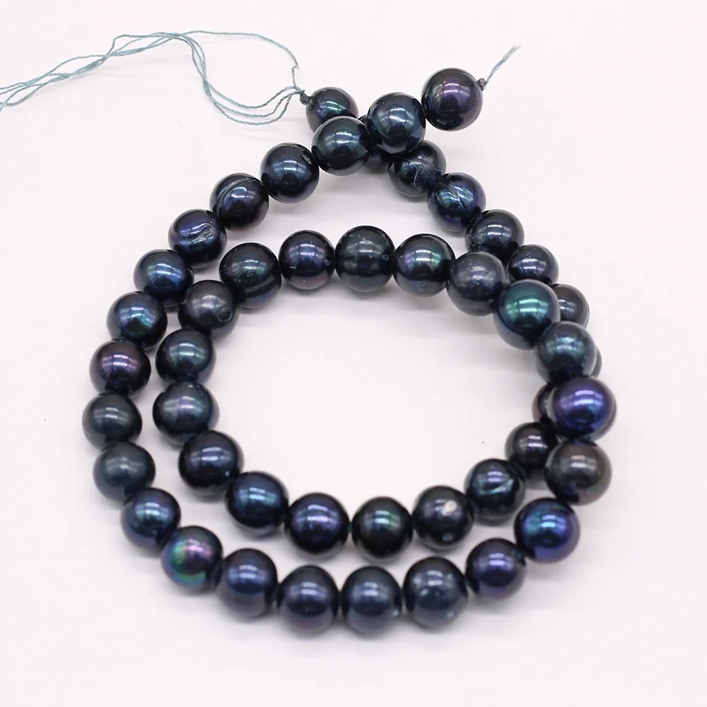 Quality Natural Freshwater Pearl Black Round Bead Loose Pearls Beads For DIY Craft Charm Bracelet Necklace Jewelry Making 8-9mm