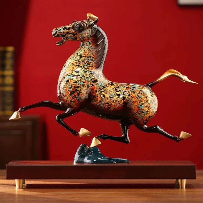 Traditional Lacquer Horse Treading on Swallow Figurine Office Wine Cabinet Leader Decor Company Opening Gift