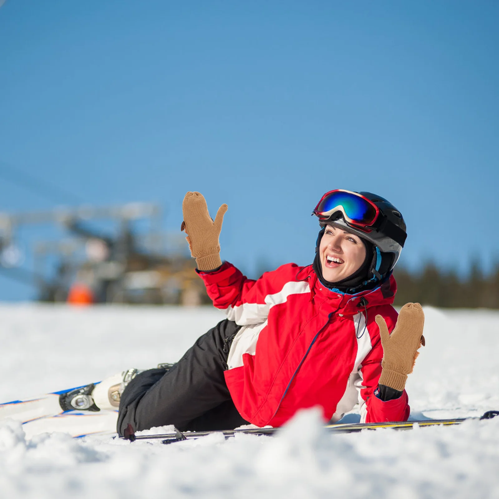 

1Pair Warm Gloves Soft Knit Winter Gloves with Elastic Sleeve Comfortable for Adults Teens Outdoor Sports All-Day