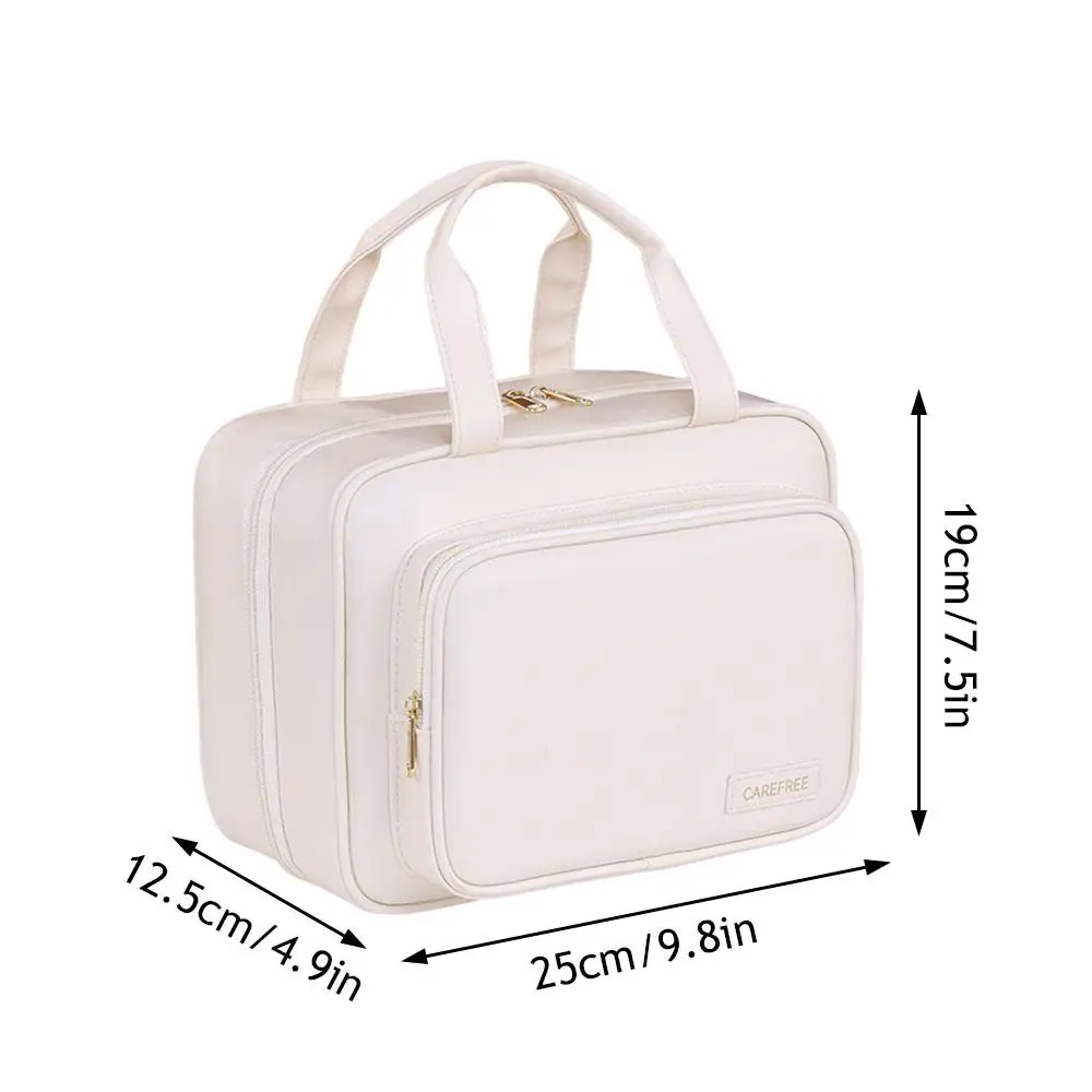 Travel Toiletry Storage Bag Portable Toiletry Bag Makeup Bag Hanging Cosmetic Pouch Multi-layer Large Capacity PU Organizer