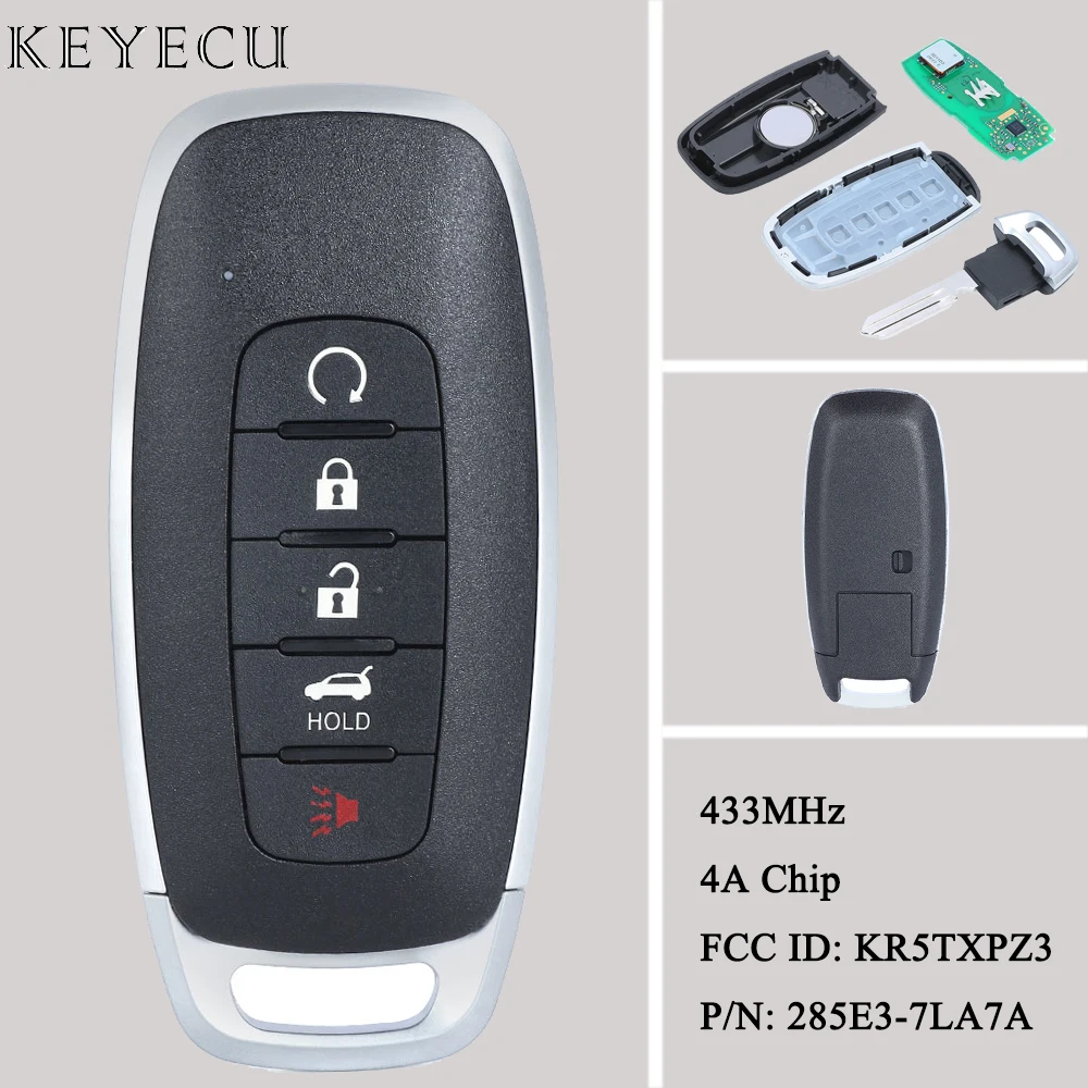 Keyecu für Nissan Rogue Pathfinder 433 Smart Remote Autos chl üssel anhänger MHz mit 4a Chip fcc id: kr5txpz3 p/n: 285e3-7la7a