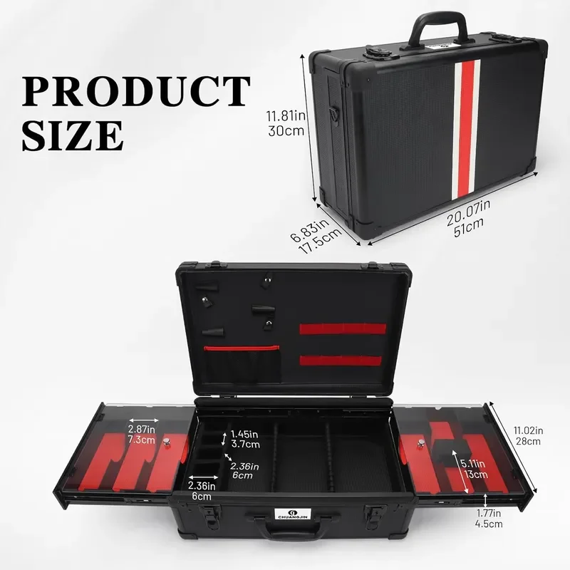 Large Barber Case Organizer 20 Aluminum Briefcase for Clippers and Shears