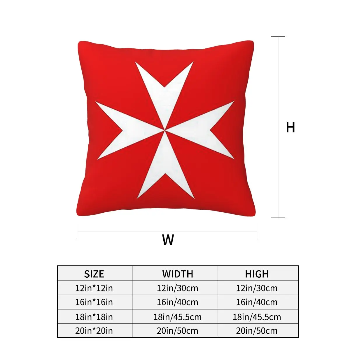 Maltese Cross Flag Square Pillowcase Pillow Cover Cushion Zip Decorative Comfort Throw Pillow for Home Bedroom