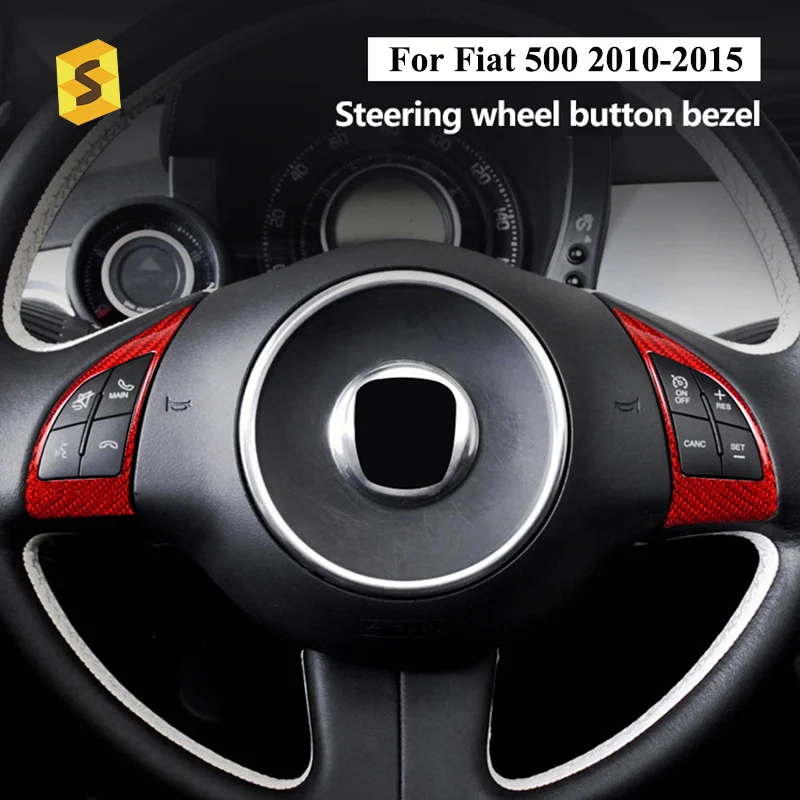 

Real Hard Carbon Fiber Steering wheel button bezel Trim Sticker For Fiat-500 2010-2015 2014 2013 2012 2011 Scratch-Resistant Hot