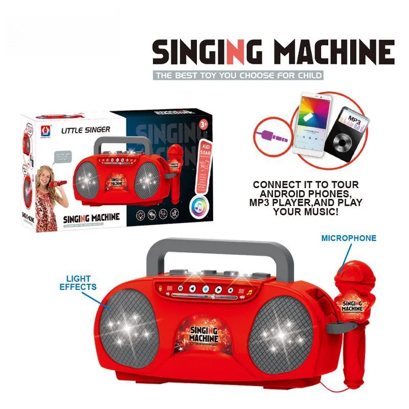 Microfono per bambini Macchina per karaoke Strumento musicale Giocattoli con luce Giocattolo educativo da viaggio per interni ed esterni Regalo per bambina