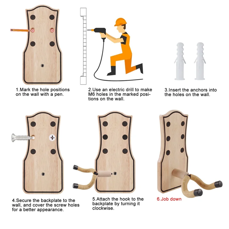 

RTENTE-Guitar Wall Mount Guitar Wall Hook Holder Stand , Adjustable Guitar Wall Mount Hanger