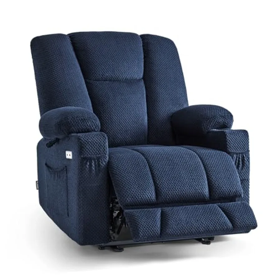 

Большое кресло-реклайнер с функцией нулевой гравитации, подогревом и массажем, для высоких и крупных людей, с USB Type-C портами и подстаканником