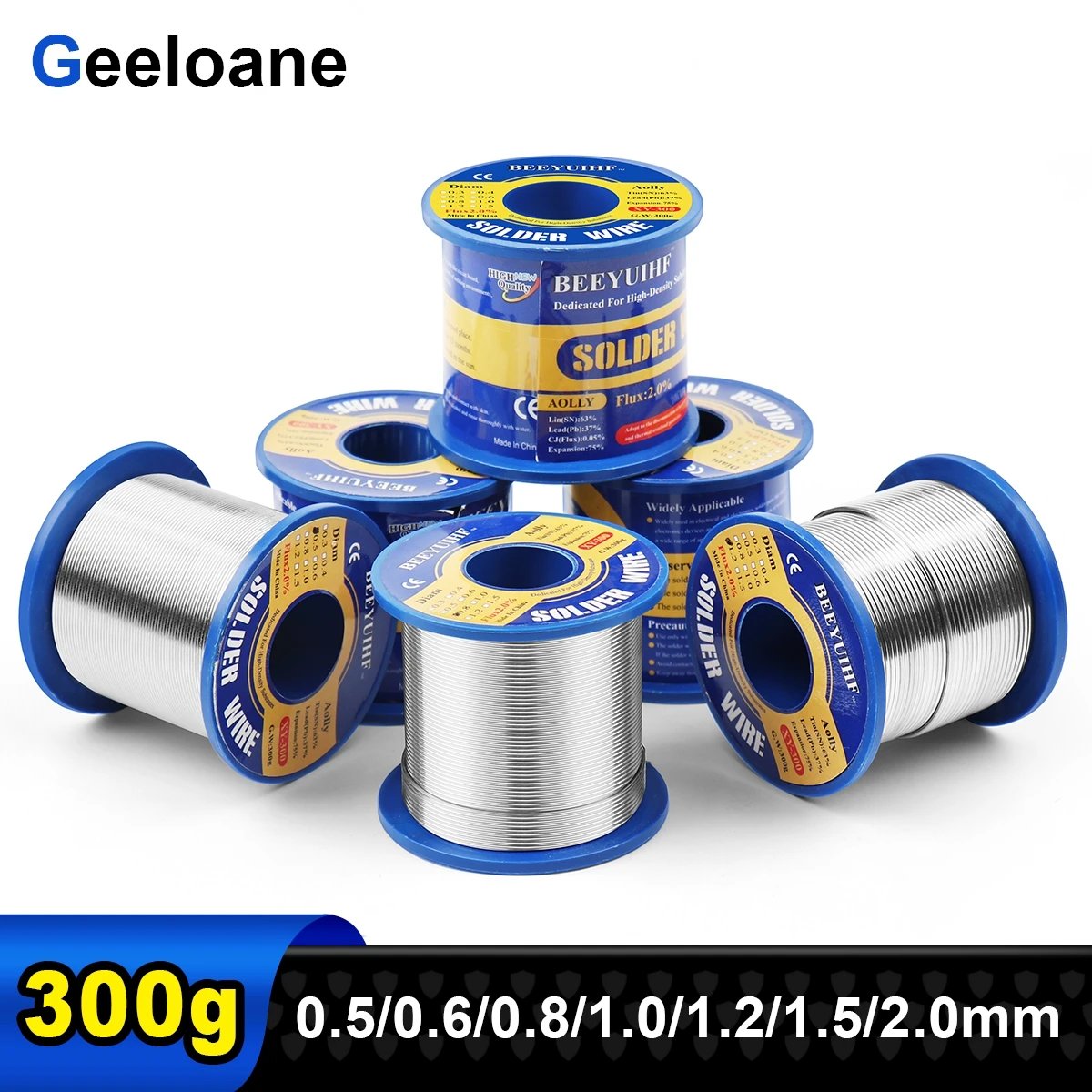 

300g Solder Wire Tin 63/37 0.5/0.6/0.8/1.0/1.2/1.5/2.0mm Rosin Core Welding Soldering Wire Reel Roll No-clean Flux 2.0%