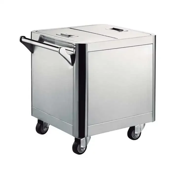 Stainless steel rice storage box square bucket with lid flour cart extra large mobile wheelbarrow