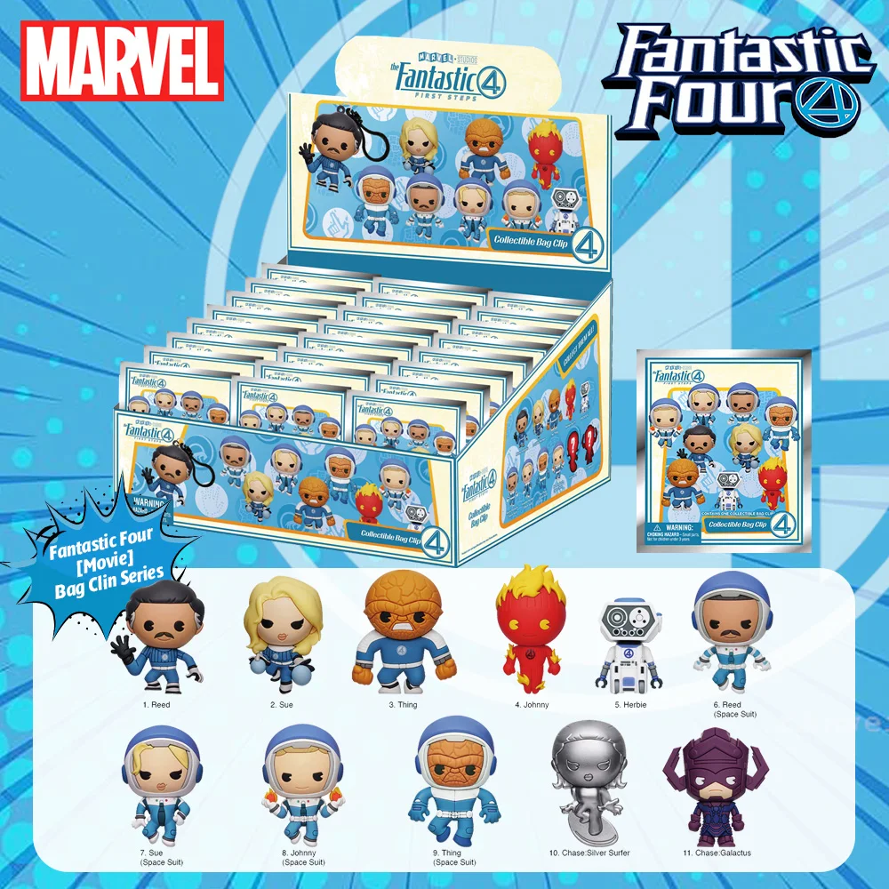 Fantastic Four Officially Licensed Blind Box Reed Sue Thing Johnny Herbie Collectible PVC Keychain Mystery Gift 1Pc MARVEL
