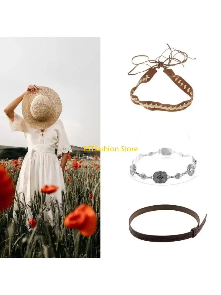 Y5GC Western Hat Belt Fedora Hat Leather Hat Bands Western Hat Band Cowboy Hat Bands