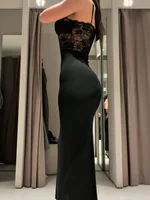 Sexy Lace Patchwork Spaghetti Strap Dresses Women's Slim Sleeveless Hip-wrap Ankle-length Dress 2026 New Ladies Evening Robe - Image 2