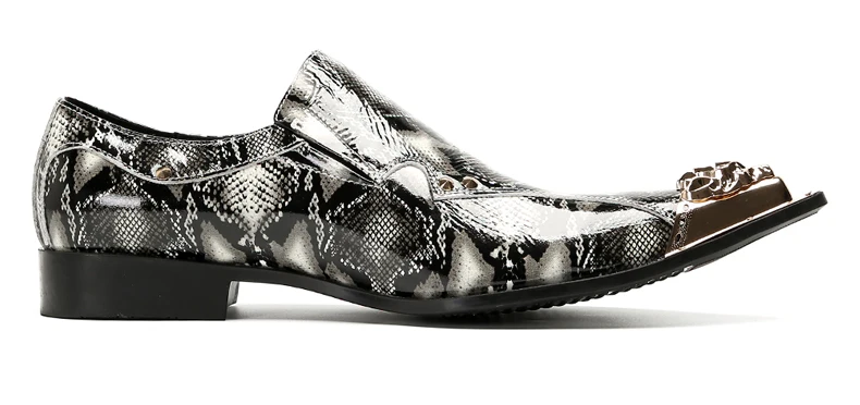 Herrenschuhe aus echtem Pythonleder, formelle Anzugschuhe mit Metallketten-Dekor, luxuriöse Modeschuhe für Frühling und Herbst, Business-Bankett-W – Detail 2