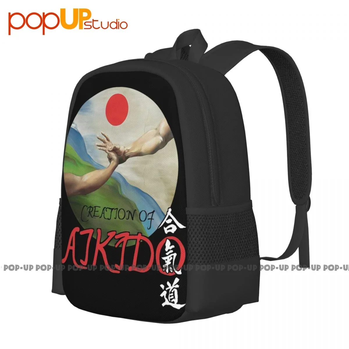 Creation Of Aikido Backpack Large Capacity Print Creative Gym Tote Bag Multi-function