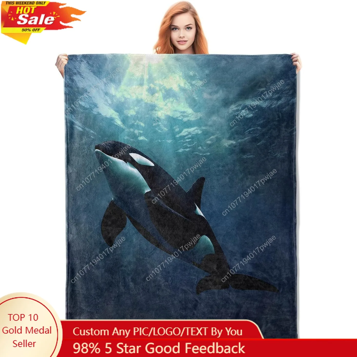 

Orca Blanket Gifts for Adults Kids Soft Warm Lightweight Cozy Plush Sea Ocean Animal Theme Throw Blankets for Custom blankets