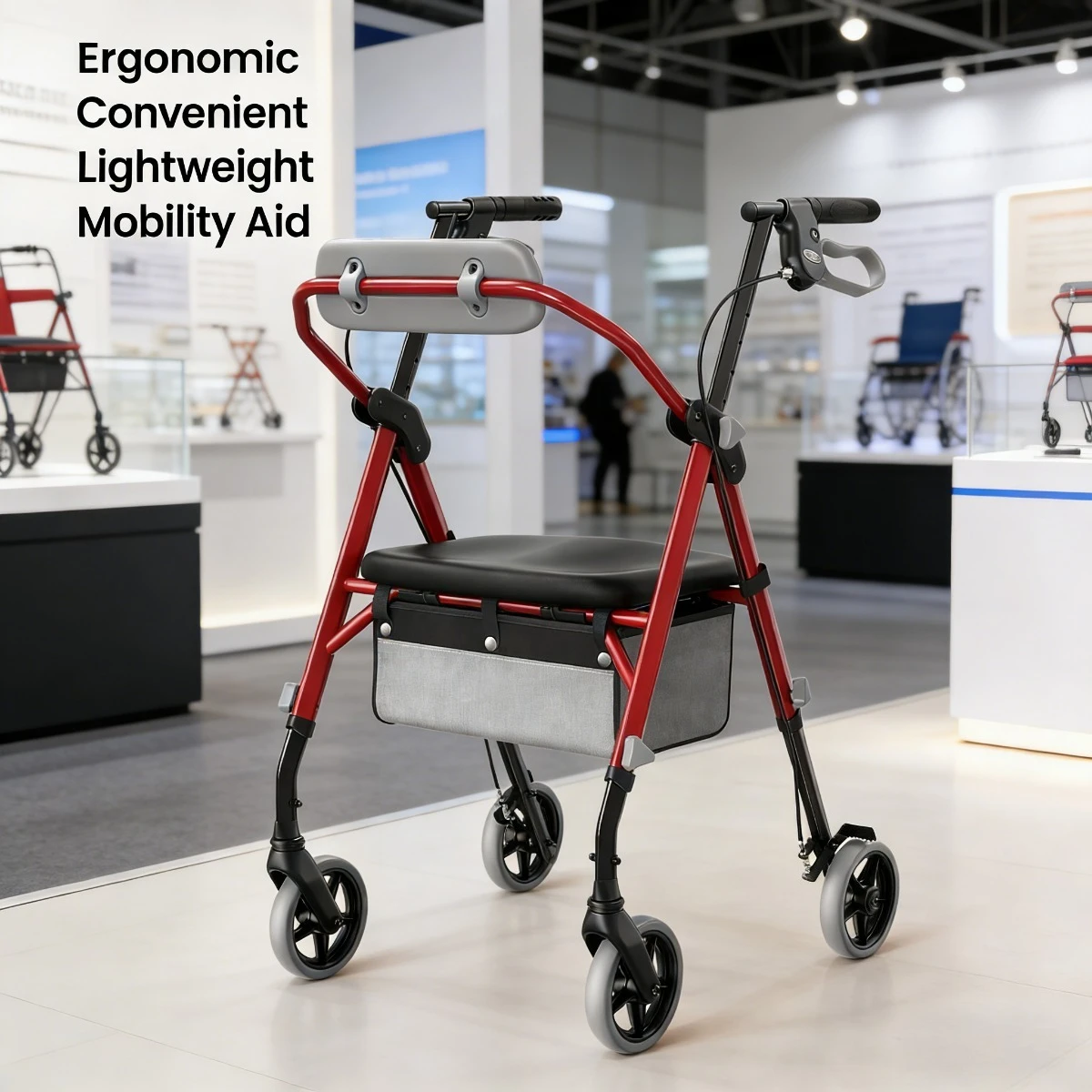 

Brand walker for the elderly, gift for middle-aged, 60-80 years old, with seat rollers, max. 350 lbs, with seat and backrest