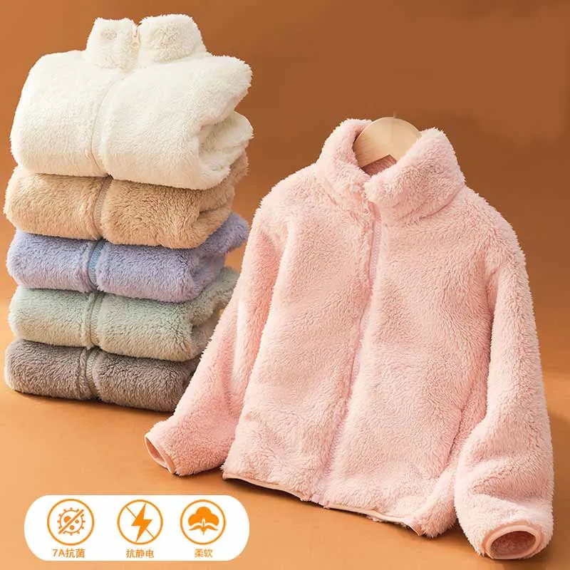 

Флисовые теплые куртки для девочек и мальчиков, зима-осень, бархатные термопальто для детей, одежда для подростков, зимняя верхняя одежда для детей 2-12 лет