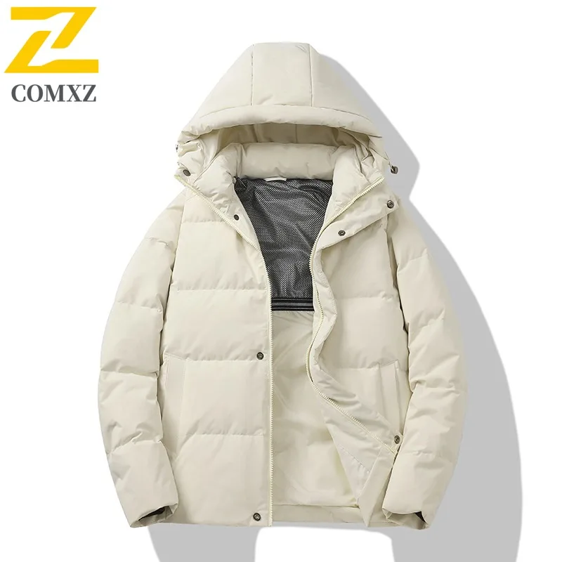 

COMXZ Мужской пуховик премиум-класса с капюшоном для альпинизма на открытом воздухе, ветрозащитный пуховик для пешего туризма, путешествий, утолщенная теплая осенне-зимняя одежда