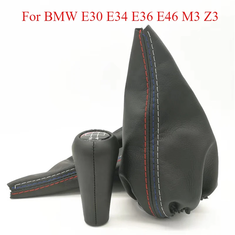 Car Gear Stick Shift Knob Boot Cover for BMW 3 Series E30 E34 E36 E46 M3 Z3 PU Leather Handbrake Gaiter