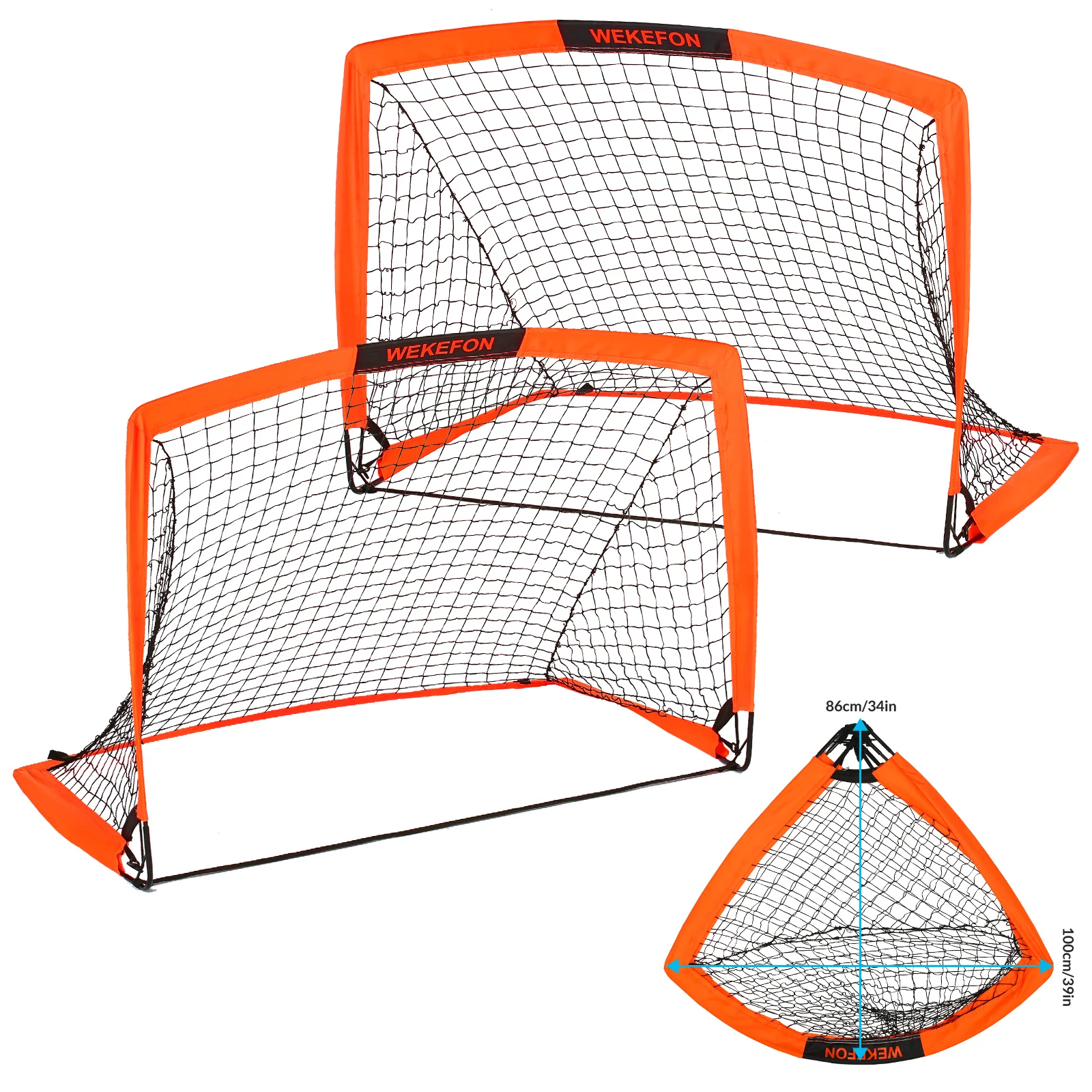 WEKEFON Soccer Goals Set of 2 - Size 3.6'x2.7' Portable Foldable Pop Up Soccer Net for Backyard Training Goal for Kids and Youth