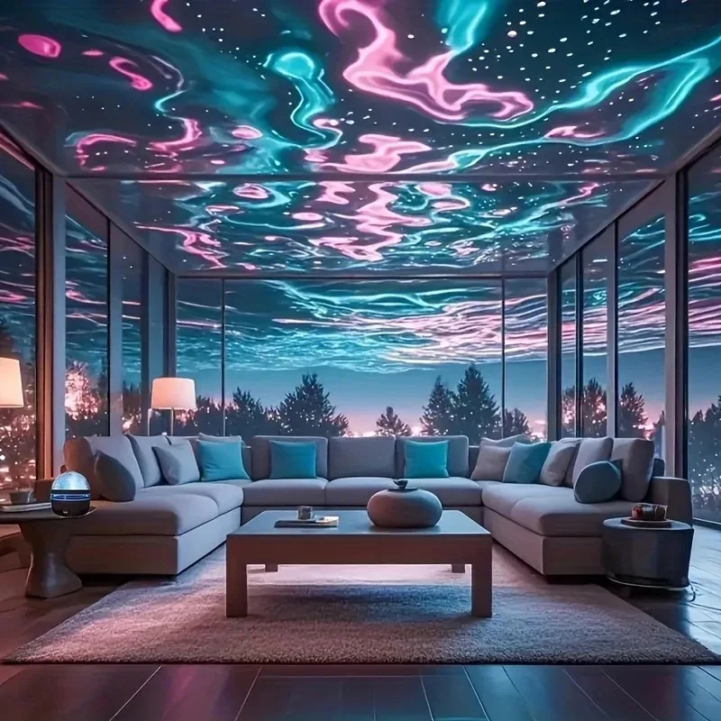 Remote Control Water Ripple Projection Lamp  LED Atmosphere Effect Dimmable Suitable For Bedroom Kids Room Party Decor