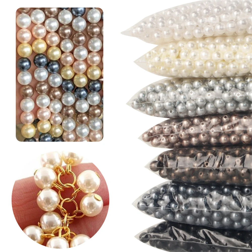3mm-12mm Mix size Pure White/Pearl wtraight holes round imitation plastic pearl beads for needlework & Jewelry Making