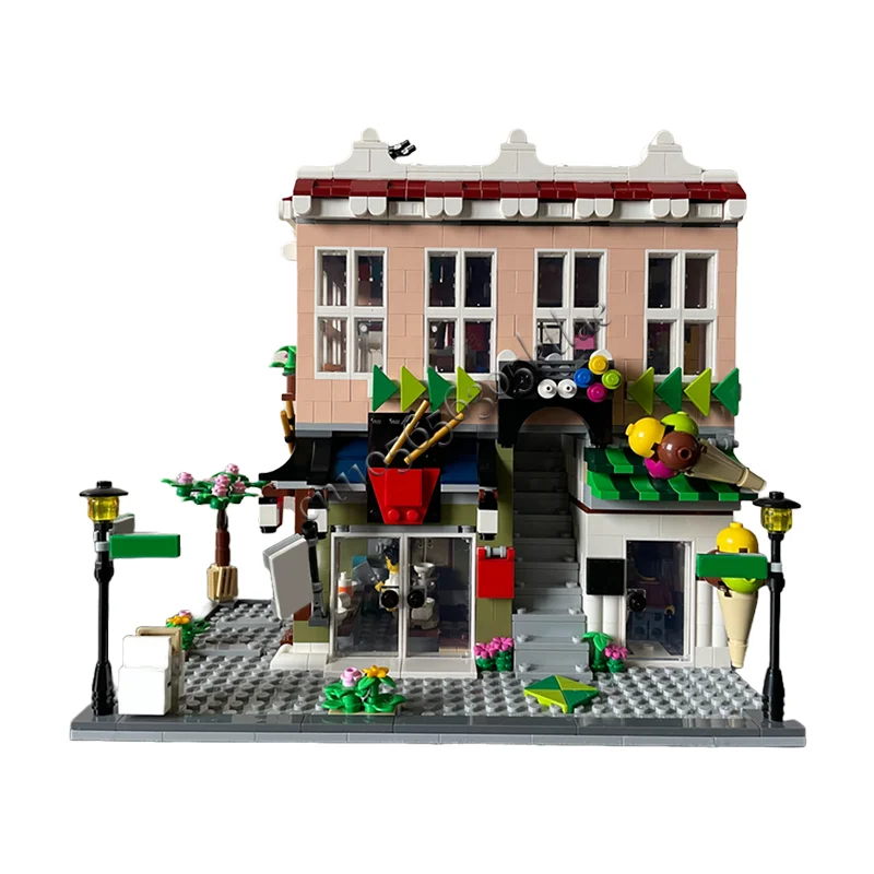 1396 Uds. MOC tienda de lujo Arcade construcción Modular modelo arquitectura bloques de construcción Diy educación montaje juguetes para niños regalos