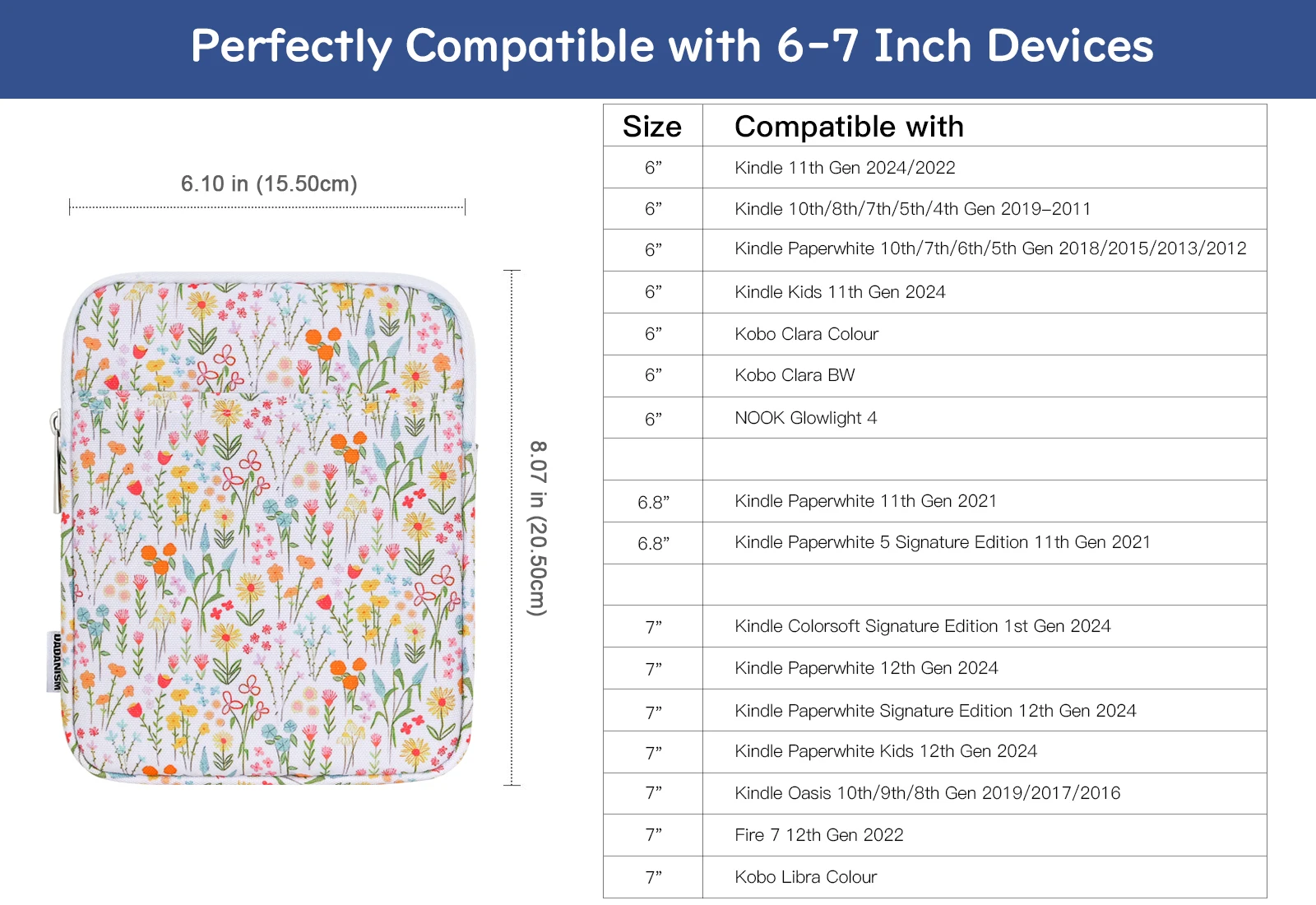 6-7 Inch Universal Padded Sleeve for 7