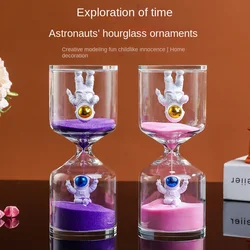 Glass Hourglass Timer Children's Fall Prevention 3/5/10 Minutes Student Meal Time Quicksand Bottle Gift Astronaut