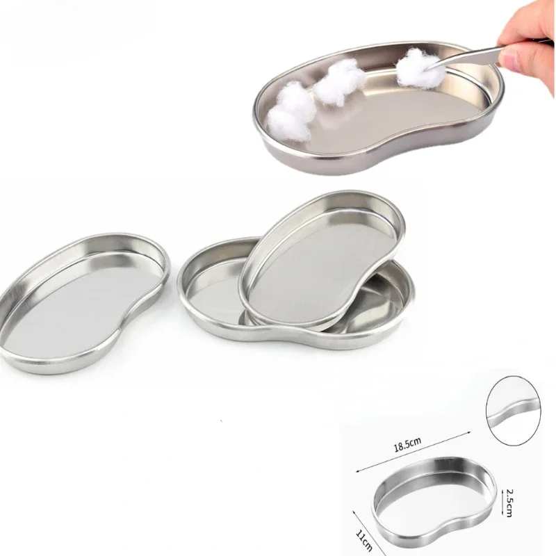 Stainless Steel Sterilized Tray Container Bottle Tweezers Medical Dental Surgical Cosmetic Tattoo Accesory Kidney Shaped Tray